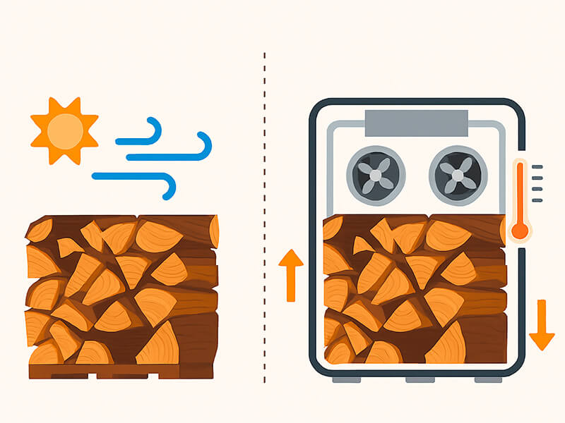 Различие между естественной и камерной сушкой дров
